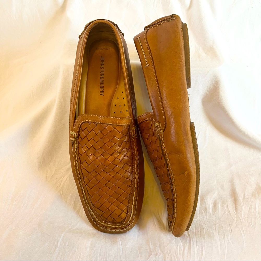 Johnstone & Murphy Men’s Woven Leather Slip On Loafers Size 11